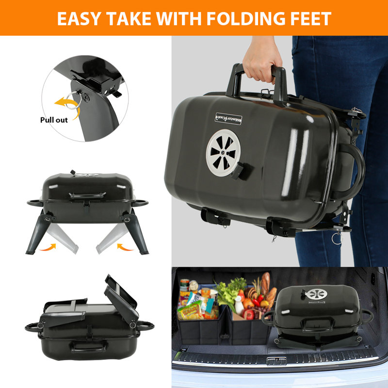 Mastercook 18"" Portable Charcoal Grill with Smoker Wayfair